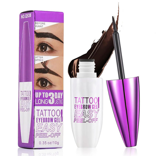 Tattoo Eyebrow Gel Easy Peel Off - Light Brown, Waterproof 3-Day Long-Lasting Brow Stain, Semi-Permanent Peel Off Brow Dye Gel for Sparse Brows, Transfer-proof, Natural Color for Fuller Defined Brows