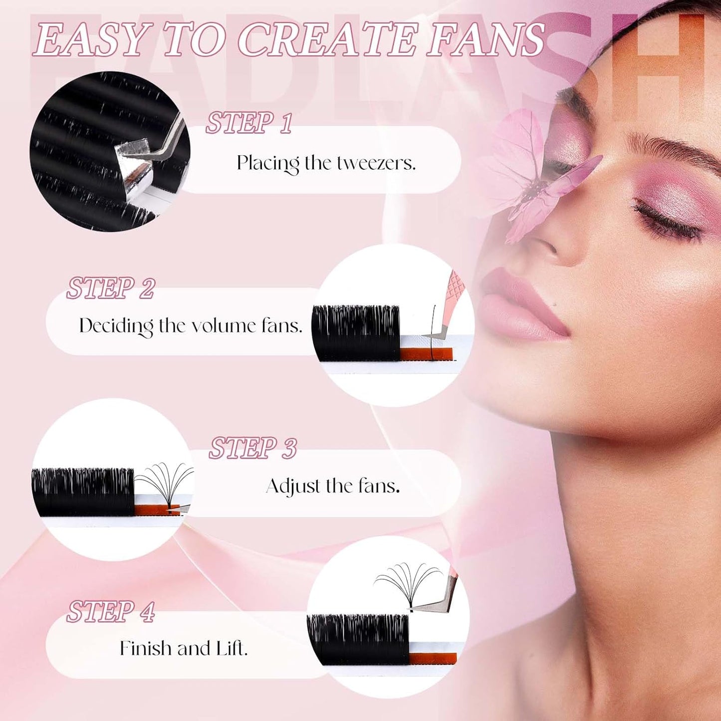 FADLASH Brown Lash Extensions Easy Fan Volume Lashes Colored Lash Extensions C/D Curl Volume Lash Extension 0.07 Self Fanning Eyelash Extensions (Dark Brown-0.07D, 15-20mm)