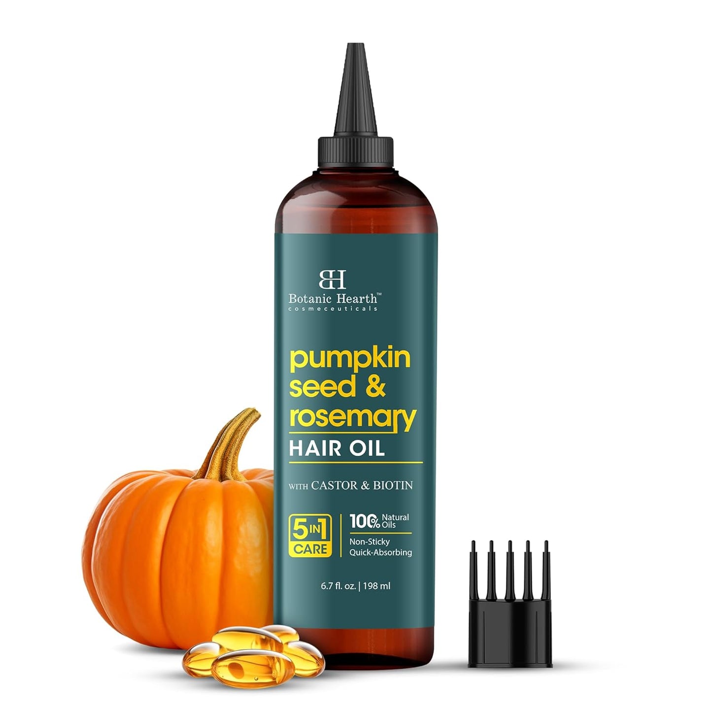 Botanic Hearth 100% Pure Pumpkin Seed Rosemary Oil For Hair Growth (6.7 fl oz)| Infused with Pumpkin, Rosemary, Castor | Hair Oil Repairs Dry Damaged Hair, Strengthening, Healthier Hair- Hair Tonic