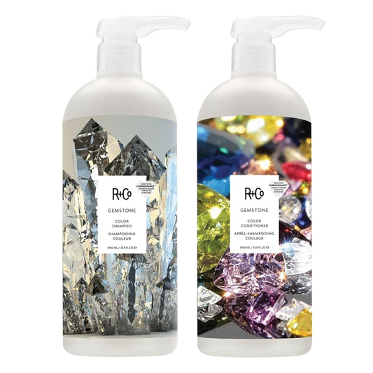 R+Co Gemstone Color Hair Shampoo and Conditioner Set for Color Treated Hair | Body + Shine + Smoothing for All Hair Types | Vegan + Cruelty-Free | 1 Liter, Pack of 2