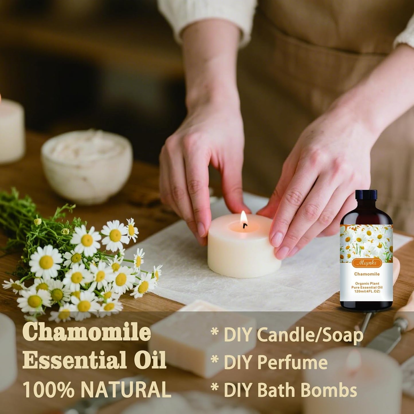 Chamomile Essential Oil-Chamomile Fragrance Oil 4.33oz (130ml)-100% Pure Natural Scent for Diffusers, Candles, Soap Making & Aromatherapy-Relaxing Home & Gift Essential Oil for Bath, Massage