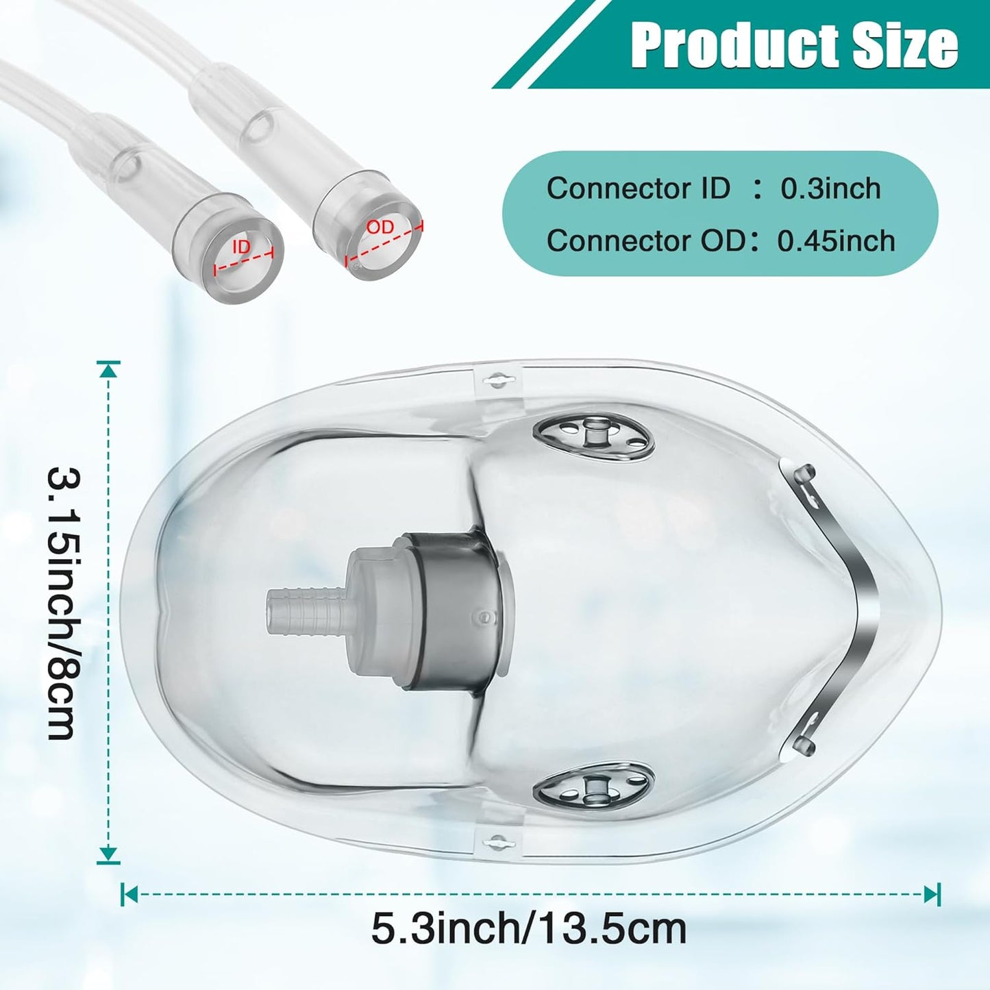 Geiserailie 2 Pack L Size Oxygen Mask with 6.6 Ft Tubing and Adjustable Elastic Strap, Adult Oxygen Mask with Tubing, Transparent Oxygen Masks for Face Adult