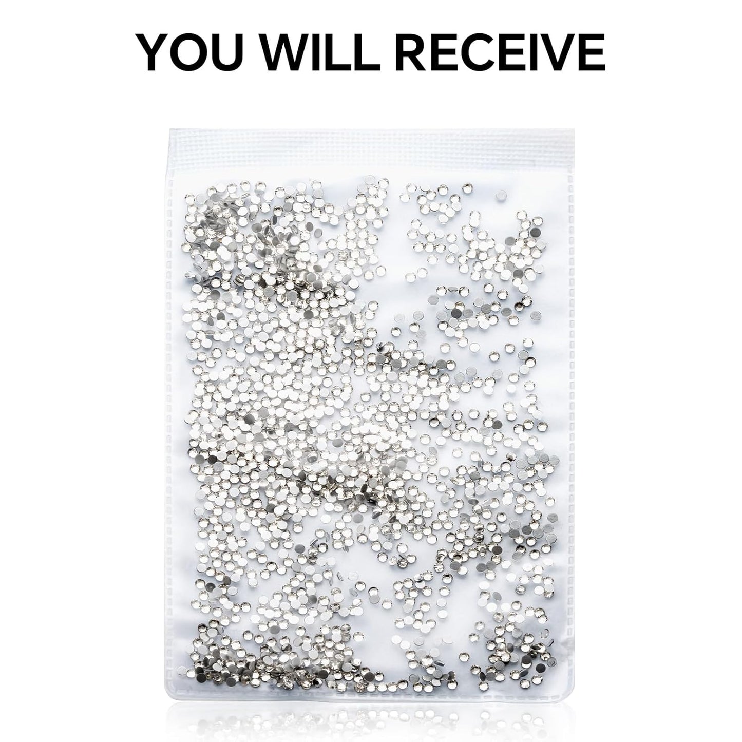 3000Pcs White Crystal Rhinestones,Glass Flatback Rhinestones Mini Gemstones for Nail Face Makeup Art Crafts Clothes Decoration -(SS10,2.8mm,White)