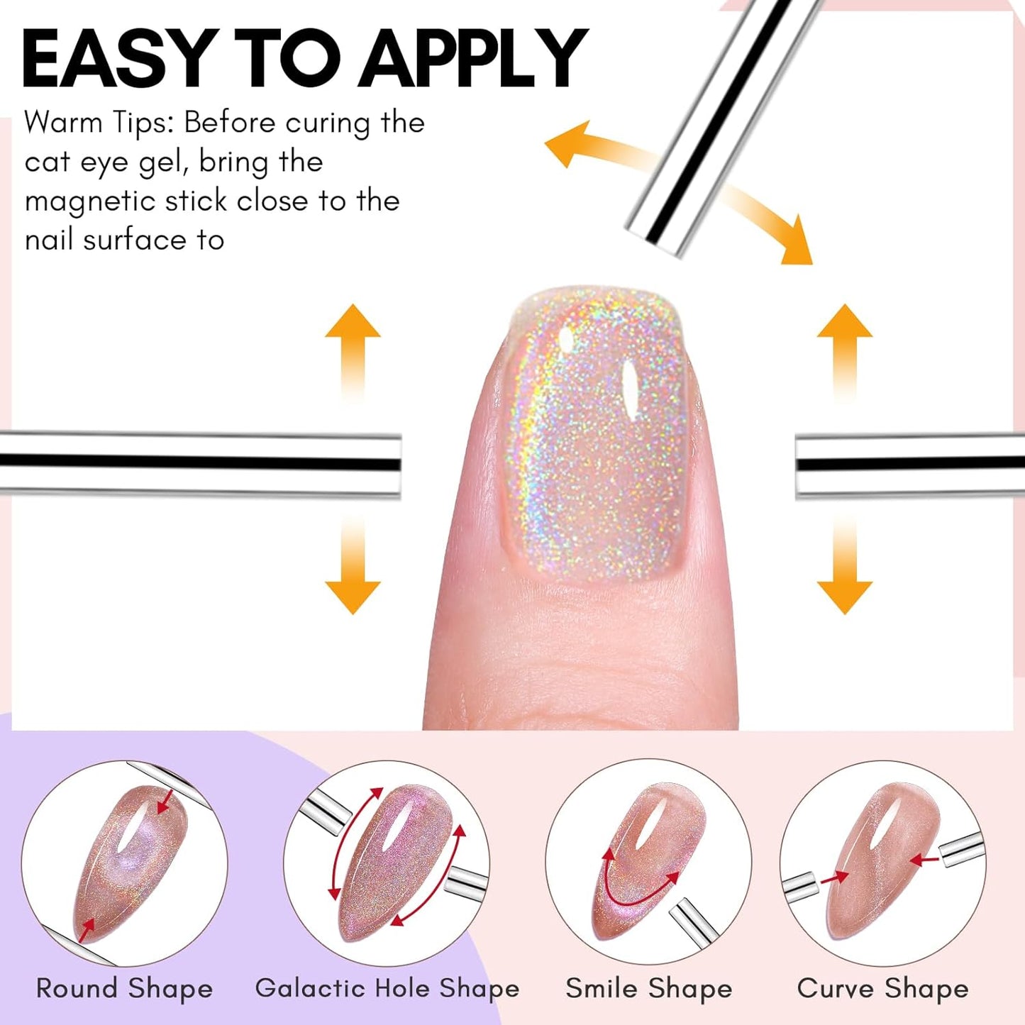 Makartt Rainbow Cat Eye Gel Nail Polish: Glitter Universal 9D Holographic Sparkly Soak Off Gel UV/LED Manicure with Magnet Stick for Nail Art Designs 10ml