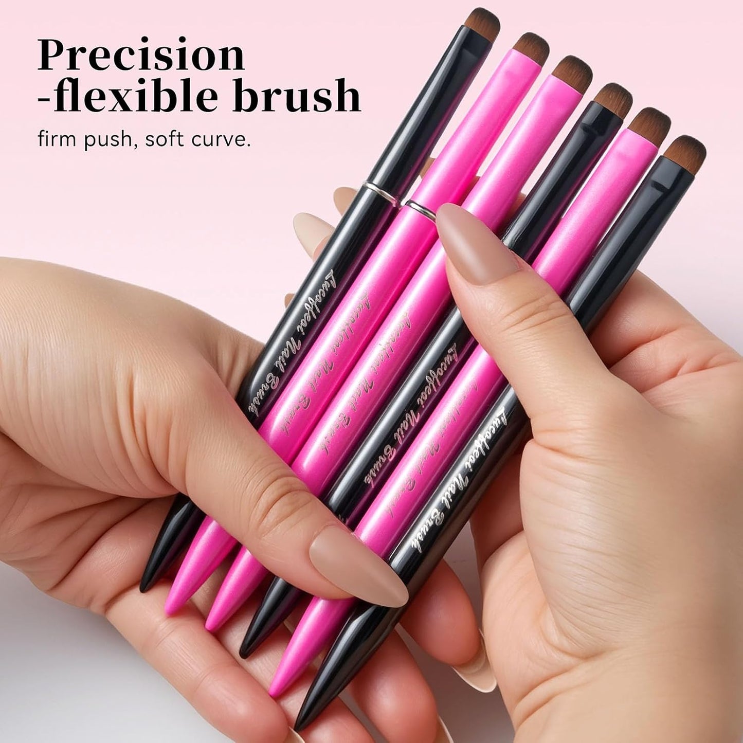 Nail Brush for French Tip, Nail Cleaning Brush for Gel & Acrylic - Professional Kolinsky Sable French Manicure Brush, Thin Nail Art Brush for Precise Clean Up & Polygel Application (Black, F16)