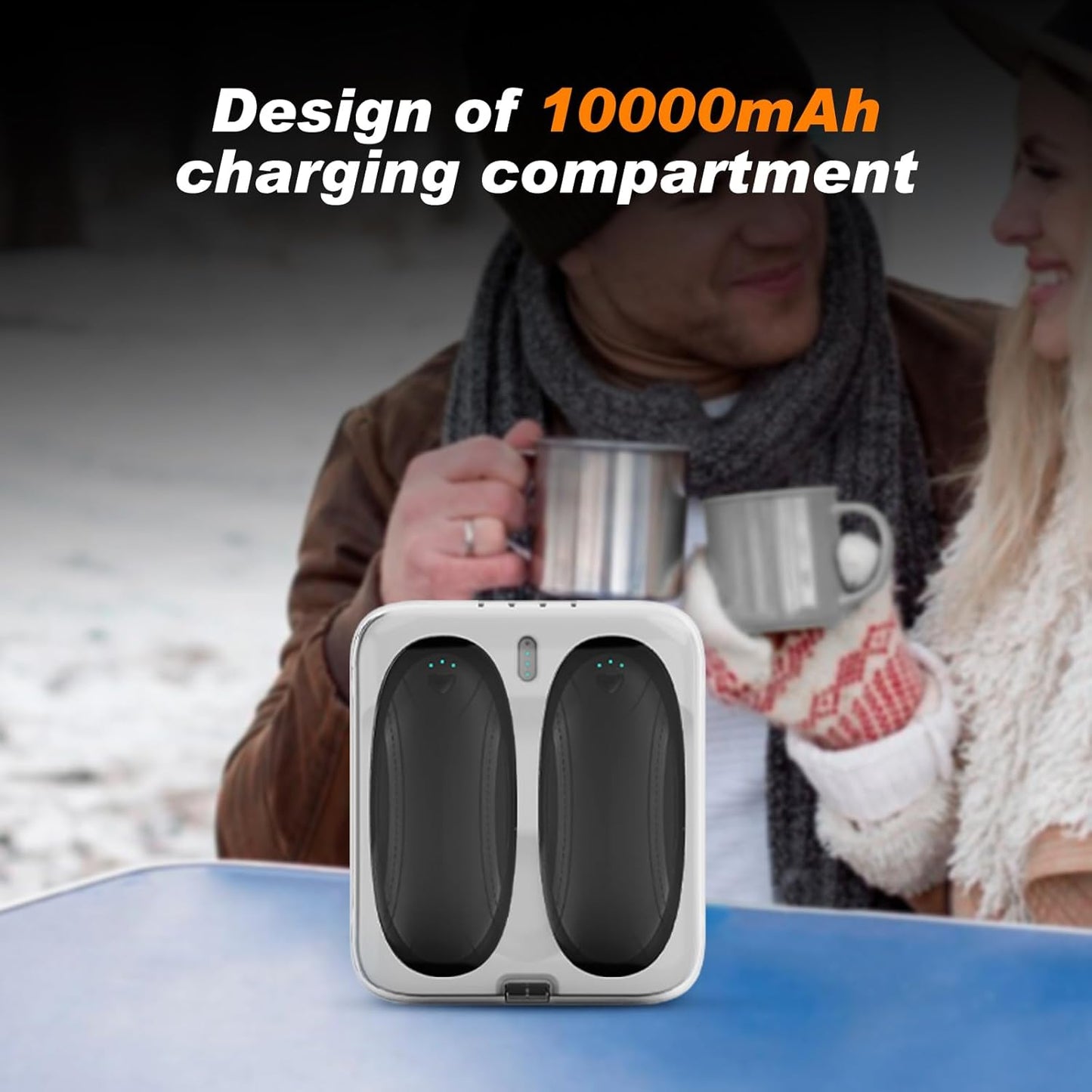 Hand Warmers 2 Pack with 10000mAh Charging Box,Portable Pocket Heater,24Hrs Long Safe Heat,Outdoor, Travel, Golf, Hunting, Camping,Gifts for Men Women