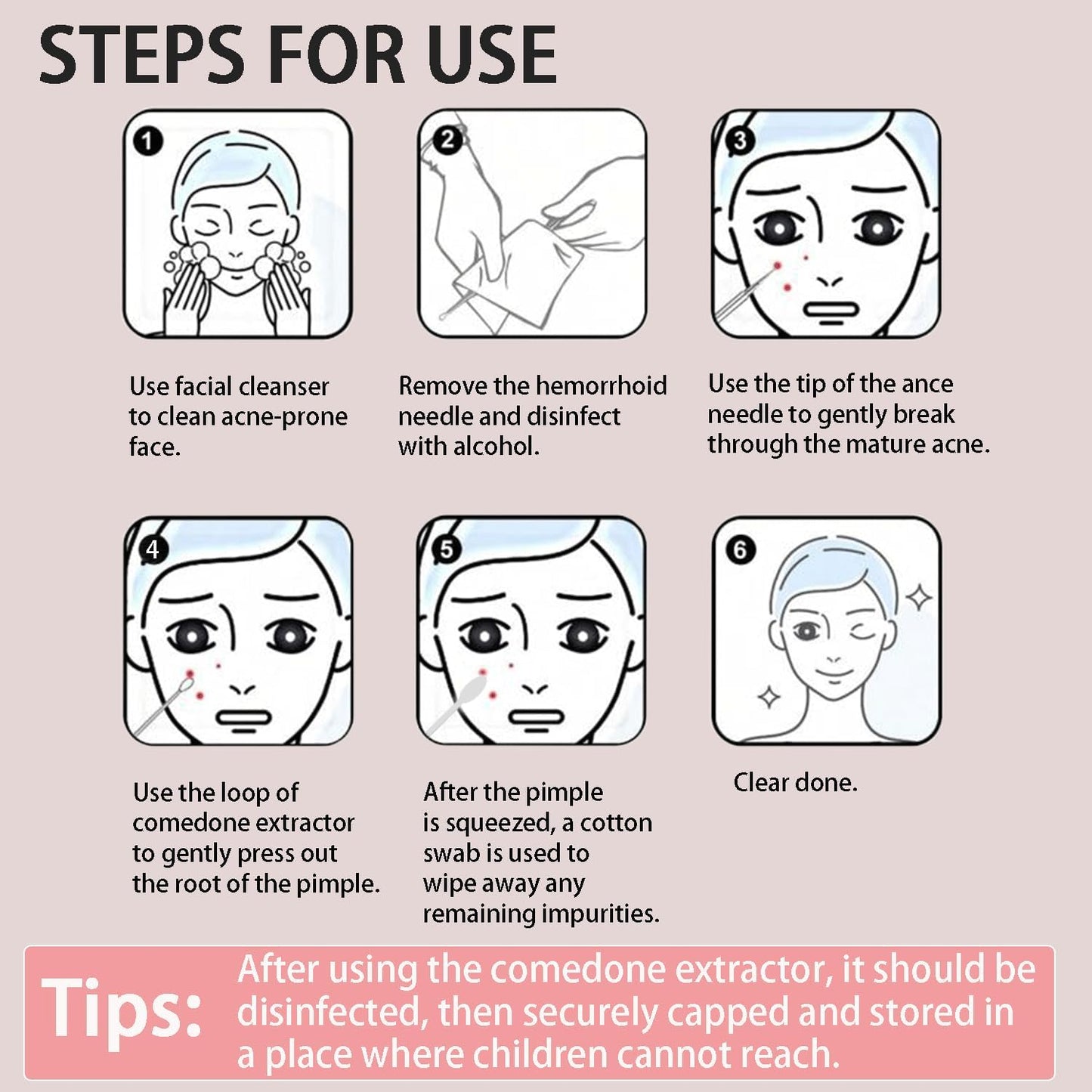 2-in-1 Professional Stainless Steel Acne Removal Needle, Whitehead & Blackhead Remover Tool, Pimples Comedone Extractor Removal Tool, Double Ended Needle with Cap Removal for Nose Face Tools(Green)