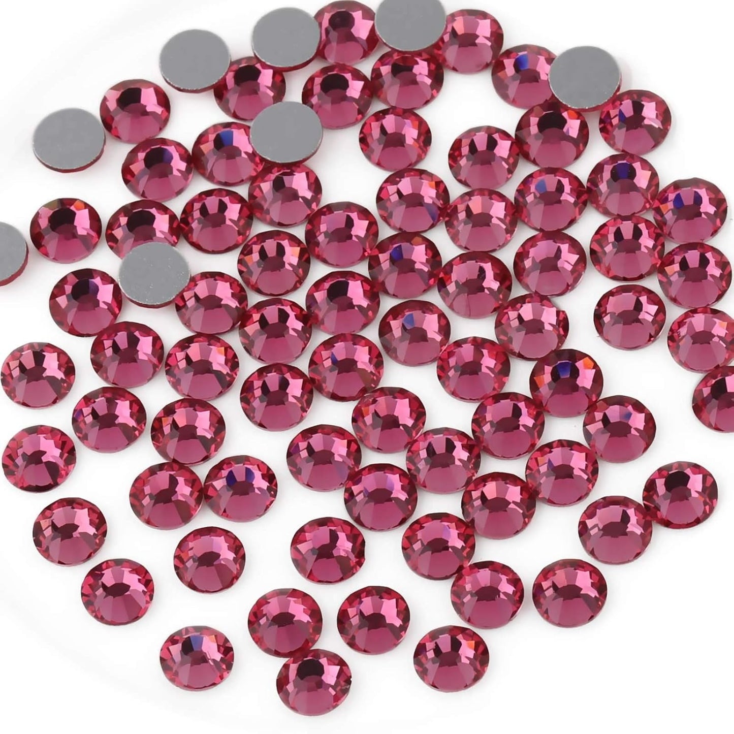 beadsland 1440pcs Flat Back Crystal Rhinestones Round Gems for Nail Art and Craft Glue Fix,Rose(SS16(3.8-4.0mm))
