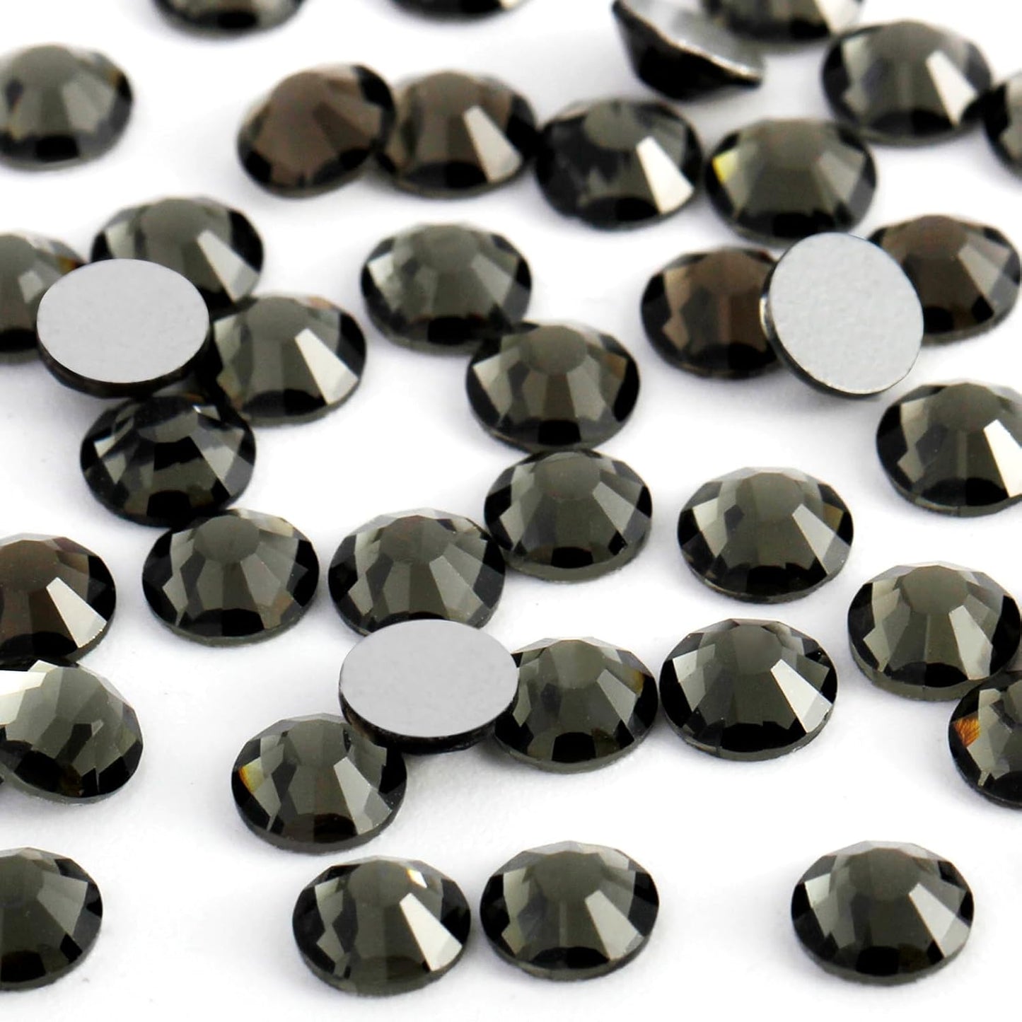 2000PCS SS16 Flatback Rhinestones | 12-Facet Diamond-Cut Glass Gems for Nail Art, Clothing, DIY Crafts |Glue-On Decoration Stones with Silver Backing(Black Diamond)