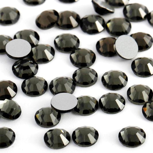 2000PCS SS20 Flatback Rhinestones | 12-Facet Diamond-Cut Glass Gems for Nail Art, Clothing, DIY Crafts |Glue-On Decoration Stones with Silver Backing(Black Diamond)