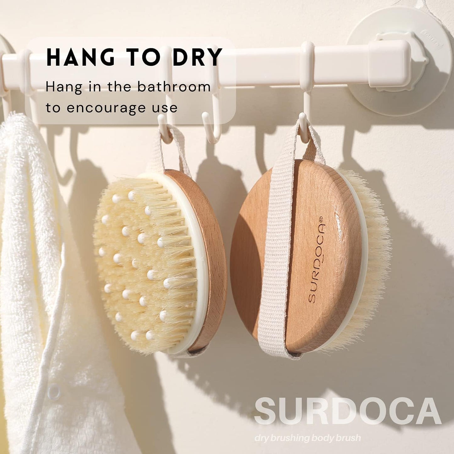 SURDOCA Dry Brushing Body Brush for Lymphatic Drainage, Wet & Dry Body Scrubber, Natural Exfoliating Brush, Pink