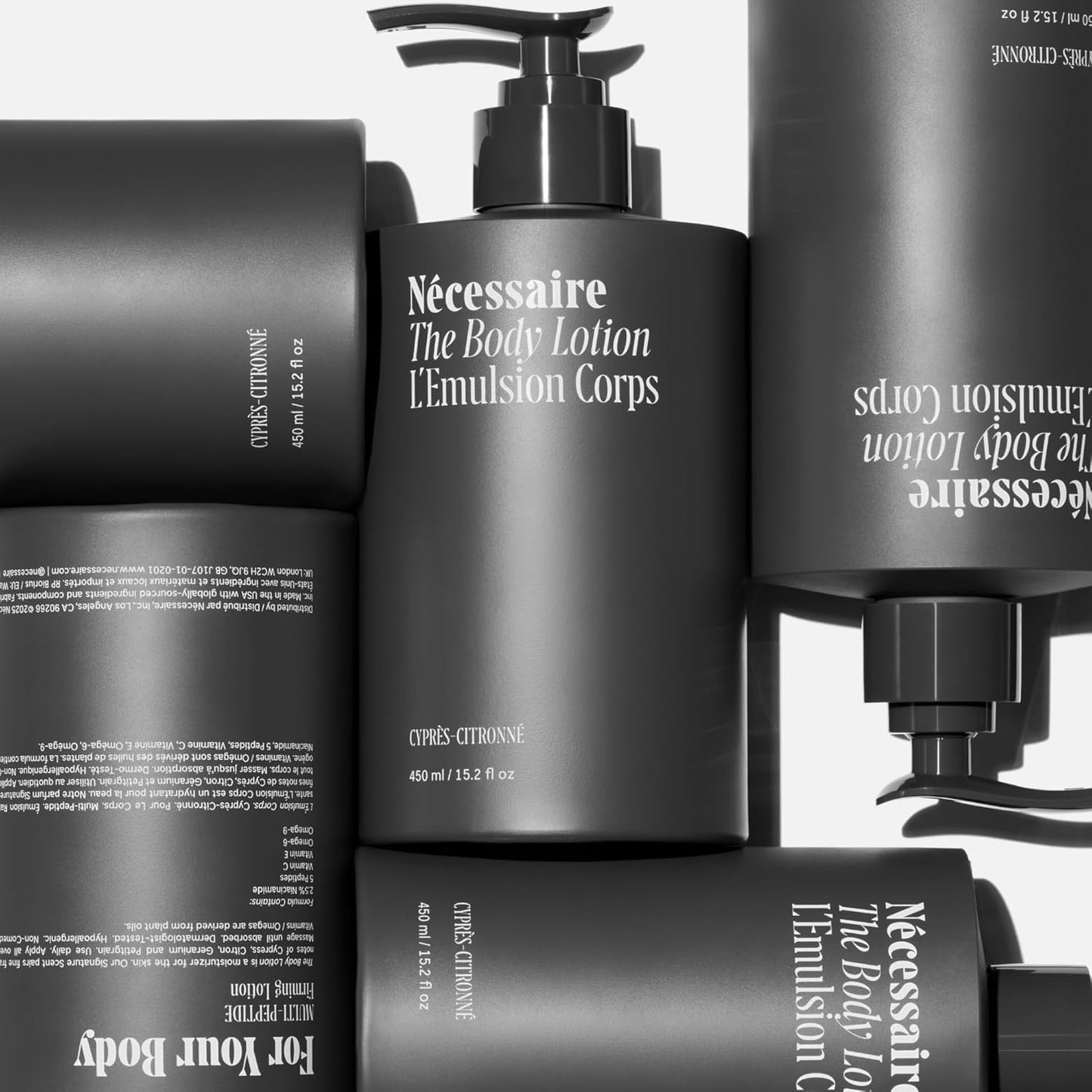 Nécessaire The Body Lotion Cyprès-Citronné – Multi-Peptide Body Moisturizer for Women + Men – Non-Comedogenic Body Lotion with Niacinamide – 450ml/15.2 fl oz