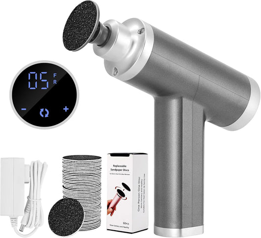 Upgraded Electric Callus Remover for Feet 4500rpm, Adjustable Speed Electric Foot Callus Remover Foot Sander Grinder Pedicure File for Women Men Dead Skin Cracked Heels (Gray)
