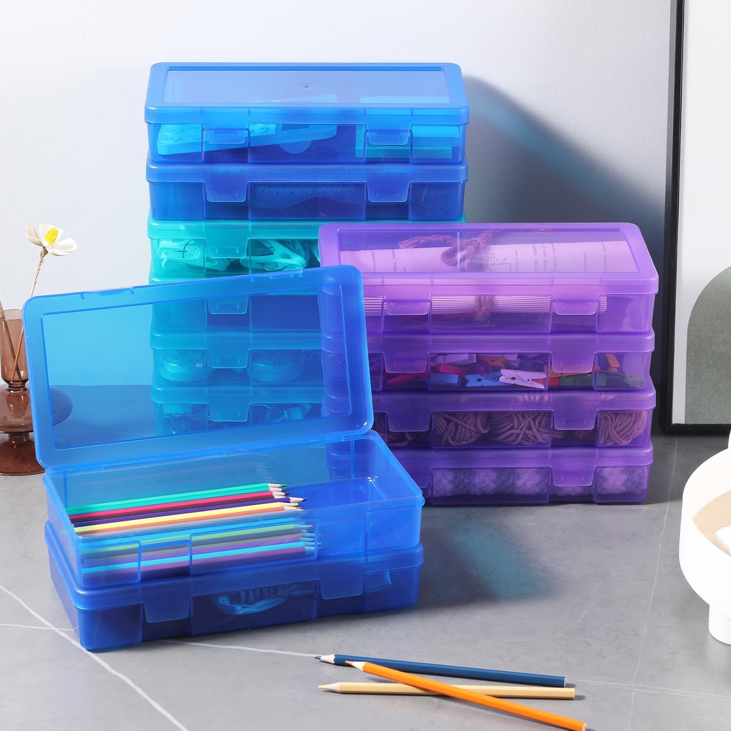 9 Pack Plastic Storage Containers Color Arts & Crafts Storage Boxes & Organizers Stackable Containers With Lids For Organizin (Set 4)