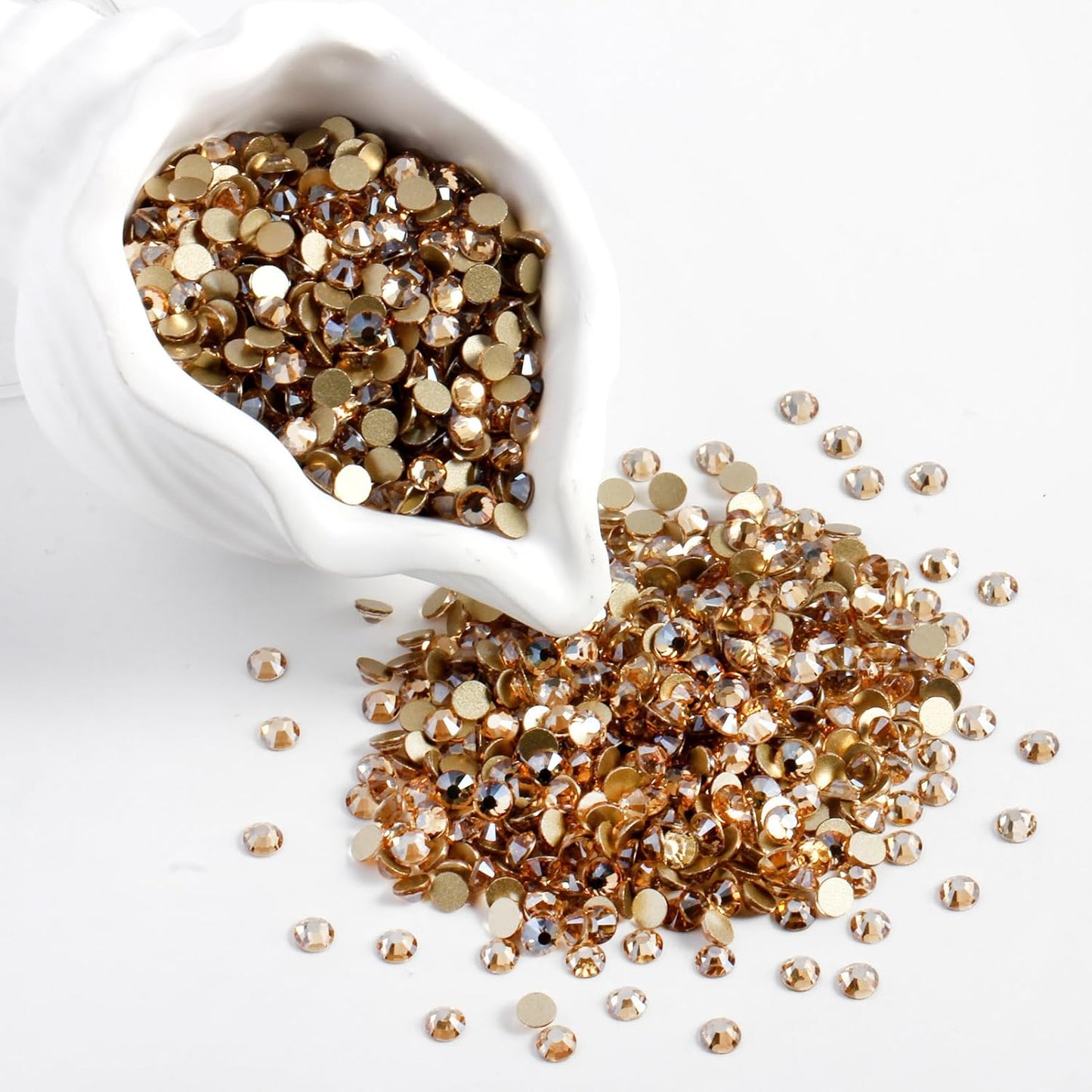 3000 PCS SS10 Flatback Rhinestones,12-Facet Diamond-Cut Glass Gems for Nail Art,Clothing,DIY Crafts,Glue-On Decoration Stones with Silver Backing,Golden Shadow