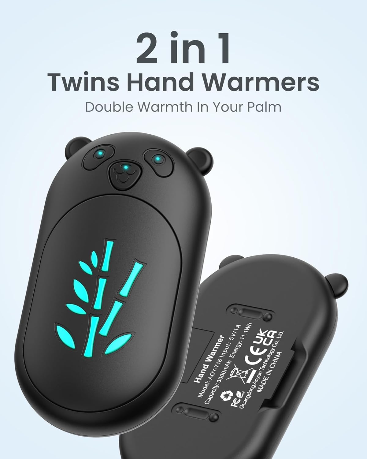Hand Warmers Rechargeable 2 Pack, 6000mAh Electric Hand Warmer Reusable, 20Hrs Long Heating, Portable Pocket Heater Handwarmer for Women Men, Outdoor Camping, Hunting Gear