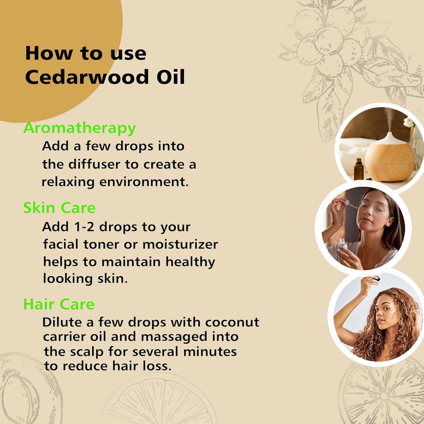 Cedarwood Essential Oil for Diffuser Skin Hair Holiday Home Care