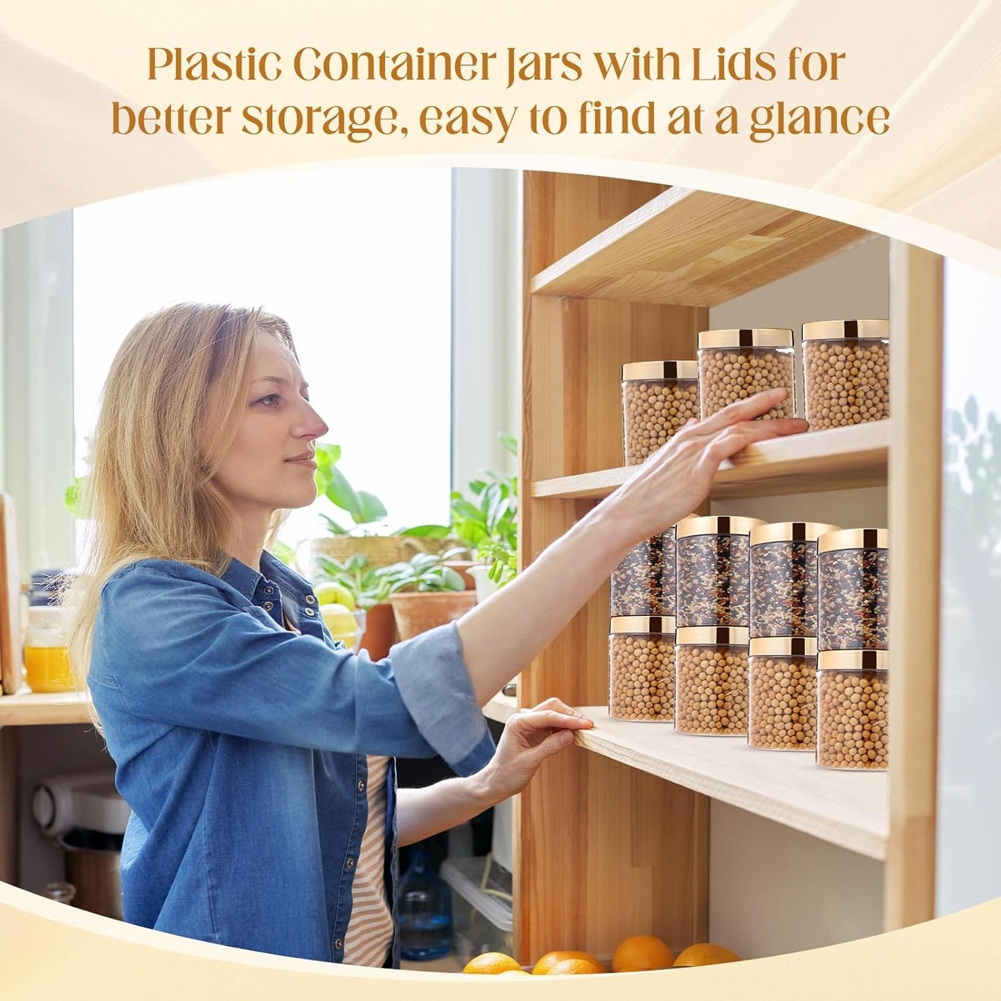 Patelai 4 Pieces Round Wide-mouth Leak Proof Plastic Container Jars with Lids for Travel Storage Makeup Beauty Products Face Creams Oils Salves Ointments DIY Making(16 Ounce,Gold)