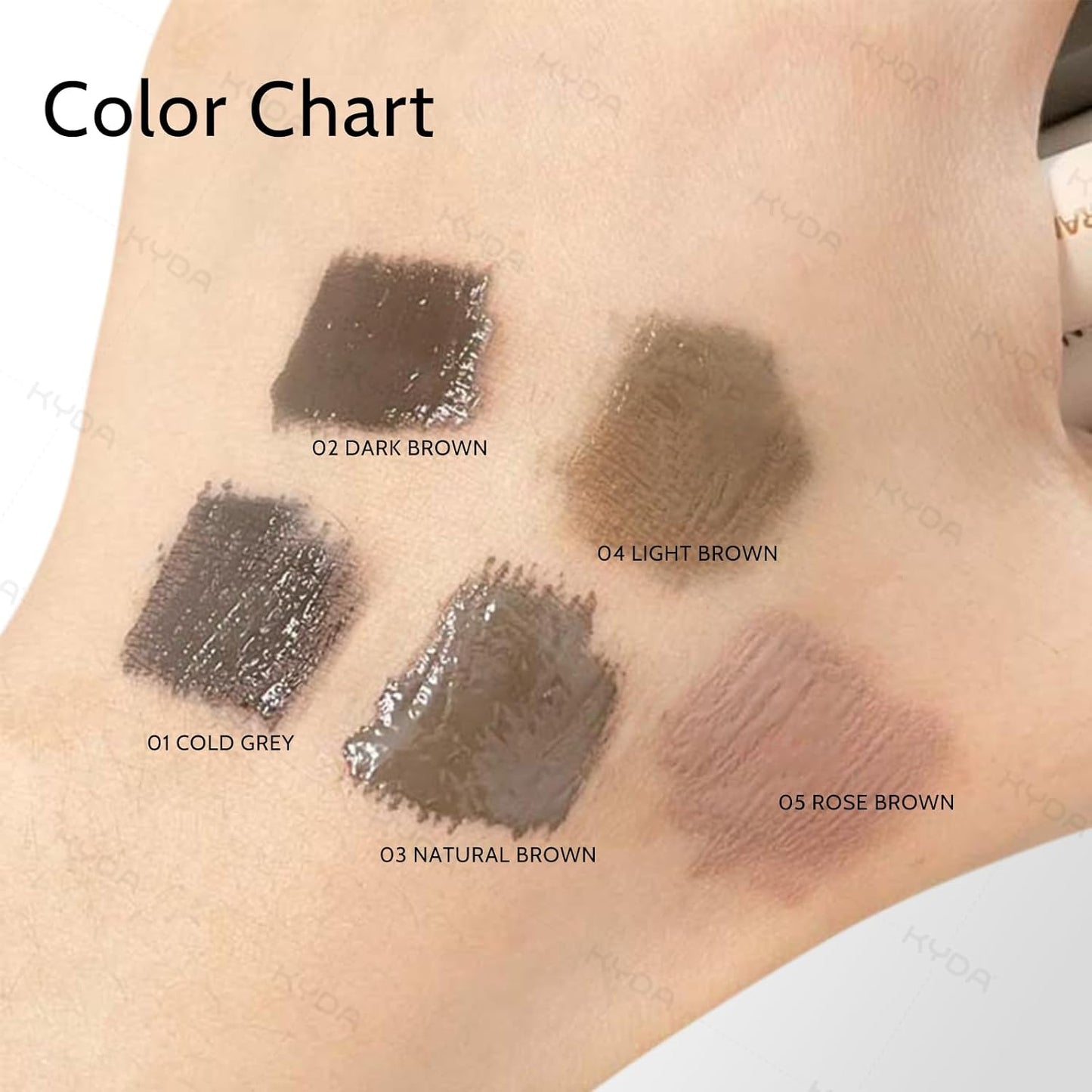 KYDA 2 Pcs Tinted Eyebrow Cream, Ultra-Fine Brush Tinted Brow Gel, Waterproof Smudgeproof Eyebrow Mascara, Long Wear, Natural Brow Makeup without Clumping, Dark Brown