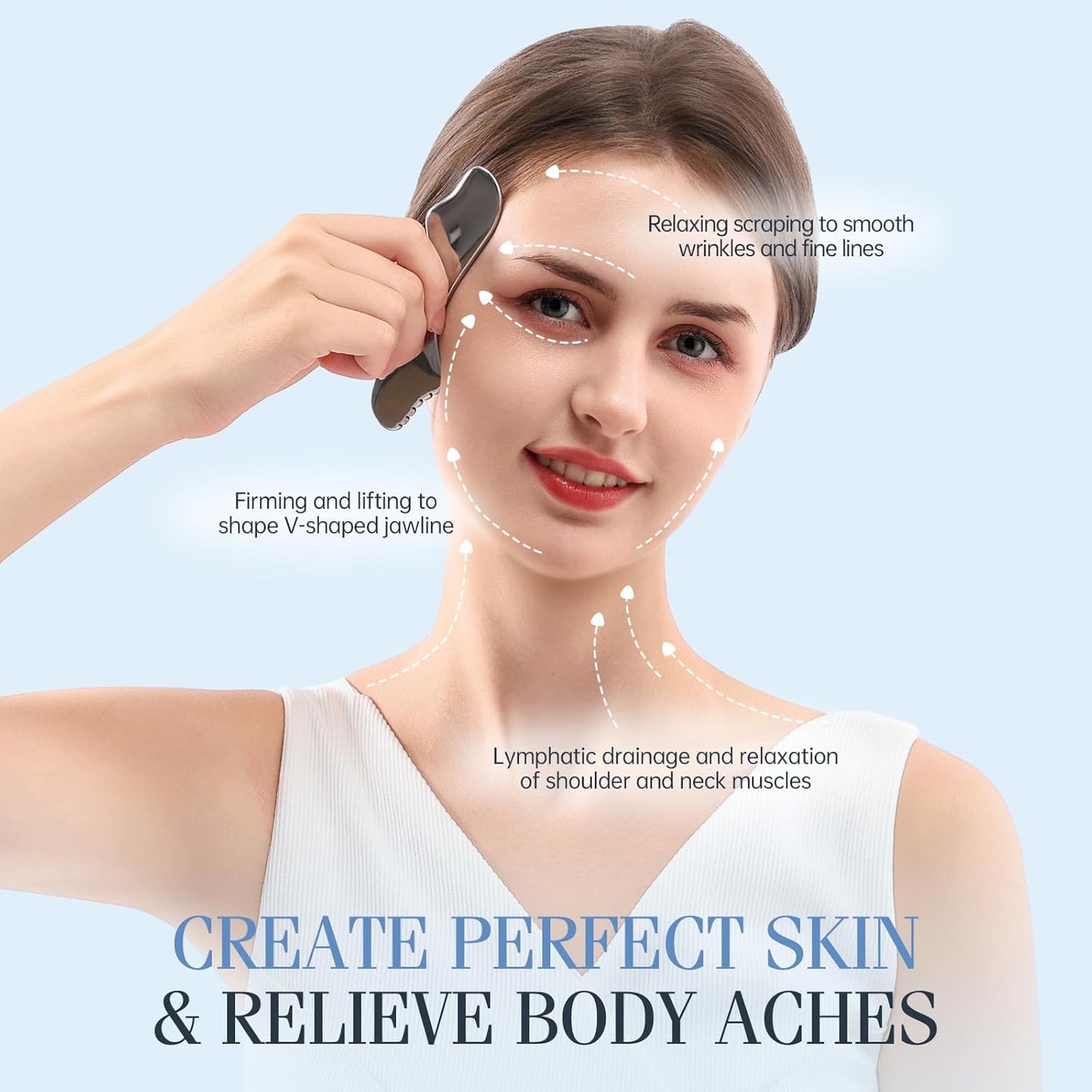 Gua Sha Facial Tools,Guasha Massage Tool for Face&Body, Manual Massage Tool for Lymphatic Drainage &Jawline Sculpting & Puffiness Reducing,Gua Sha Muscle Scraper Tool,Skin-Care Tool