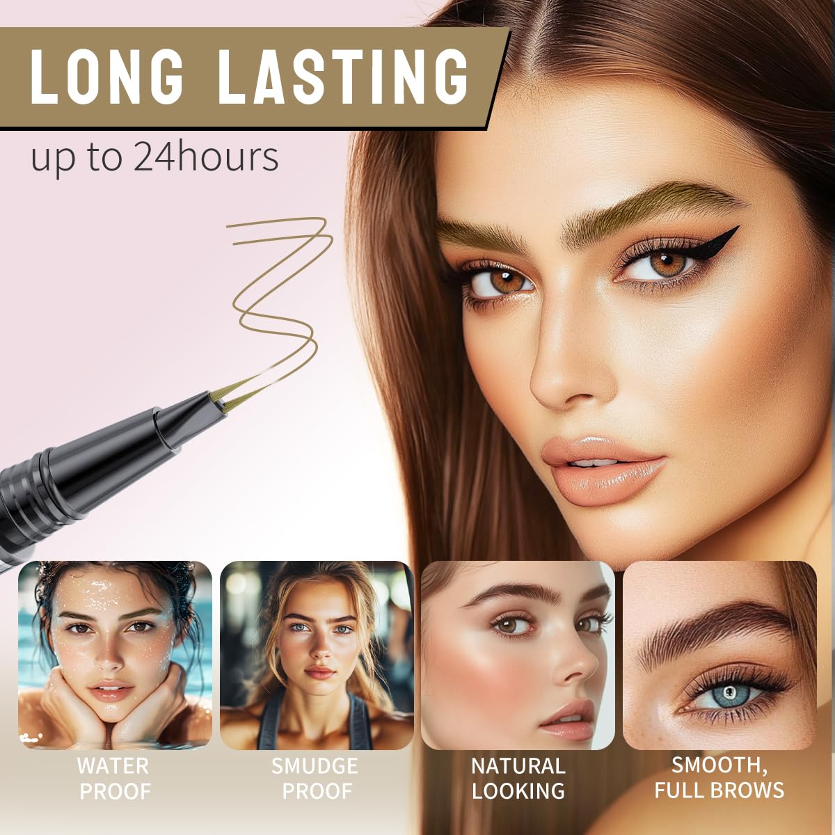 2 Pack Microblading Eyebrow Pencils for Women,2-in-1 Dual-Ended Eye Brow Pen with 2-Fork-Tip and Precise Brush-Tip, Waterproof Long Lasting Eyebrow Pen for Natural Hair-Like Brows(Brown*2)