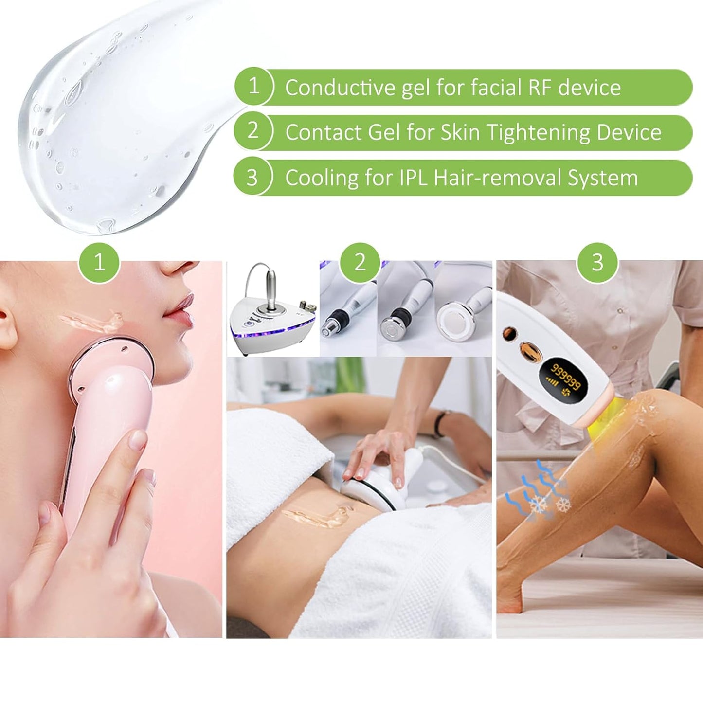 RF Conductive Gel for Microcurrent Facial Device, Hydrating Cream for Radio Frequency Skin Tightening Machines, Paraben-free Skin Cooling Gel for IPL Hair Removals
