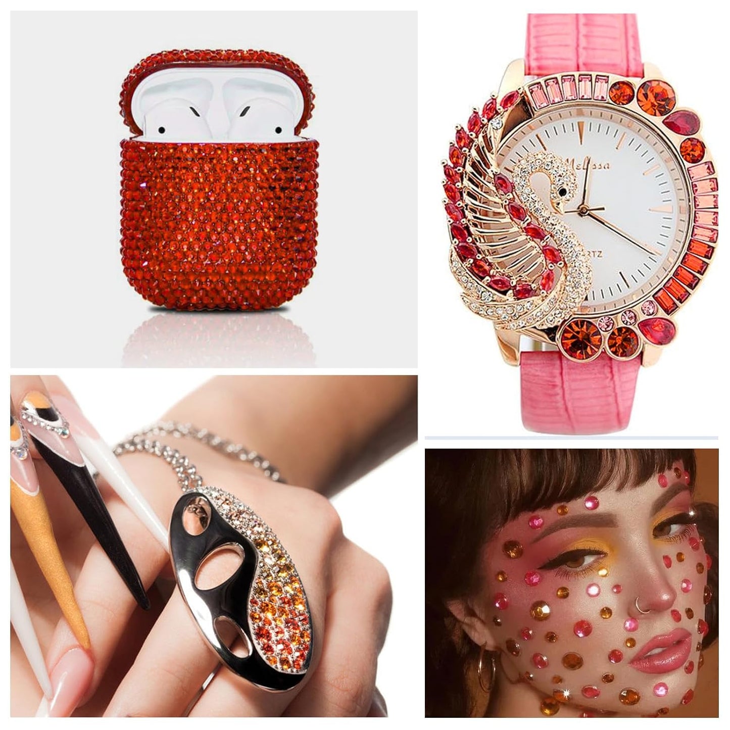 3000Pcs Orange Crystal Rhinestones,Glass Flatback Rhinestones Gemstones Mini for Nail Face Makeup Art Crafts Clothes Decoration - (SS10,2.8mm,Orange)