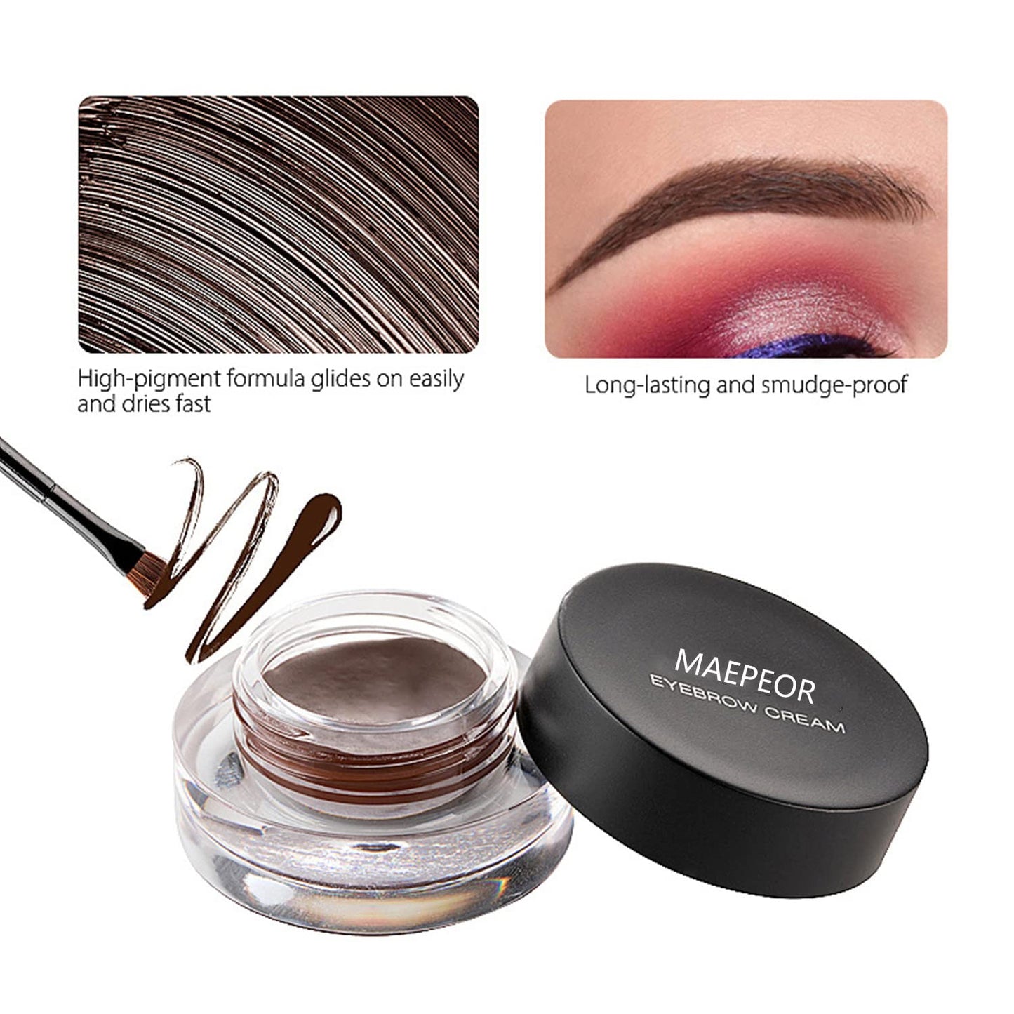 MAEPEOR 12 Colors Eyebrow Pomade Full-pigmented Long Lasting Waterproof Cream Gel Filling & Shaping Tinted Eyebrows Enhancers with Brush for Daily or Cosplay (09 Wine)