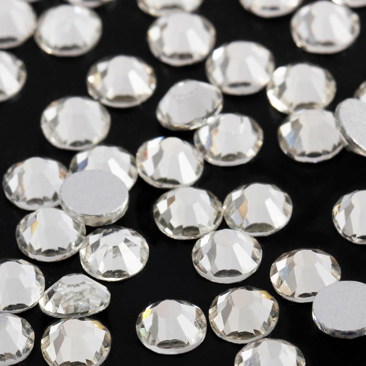 3000PCS SS10 Flatback Rhinestones | 12-Facet Diamond-Cut Glass Gems for Nail Art, Clothing, DIY Crafts |Glue-On Decoration Stones with Silver Backing(Crystal)