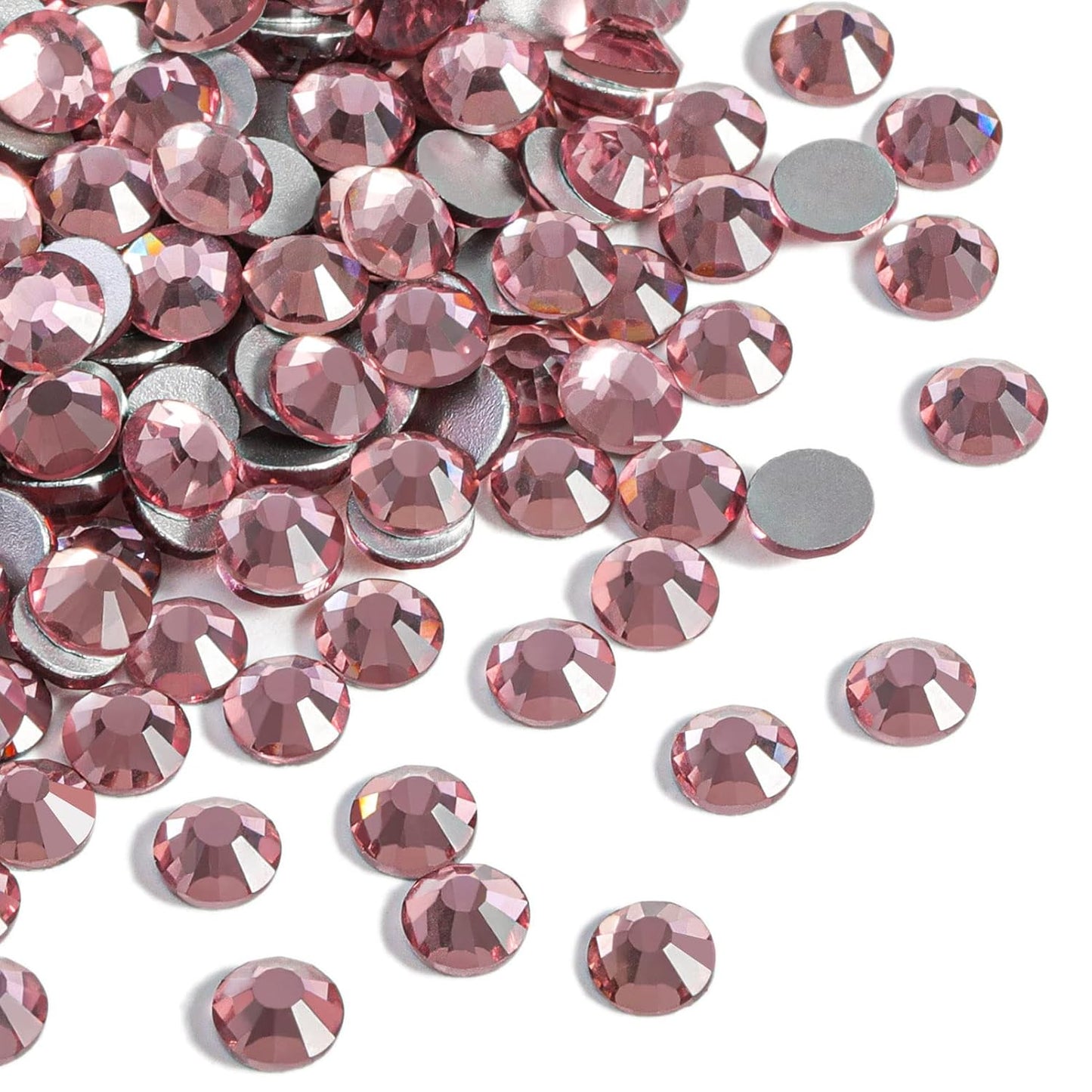 beadsland Flat Back Crystal Rhinestones Round Gems for Nail Art and Craft Glue Fix,Light Purple (2.7-2.8mm) SS10/1440pcs