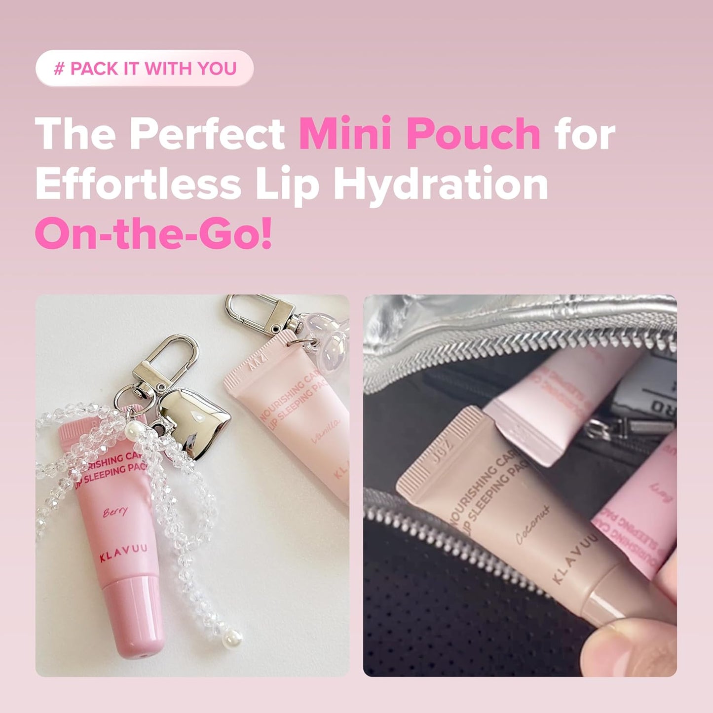 Klavuu Lip Sleeping Pack Boosting Kit – Overnight Hydrating Lip Mask, Daily Balm, Gentle Scrub & Berry Plumper, Korean Lip Care Gift Set