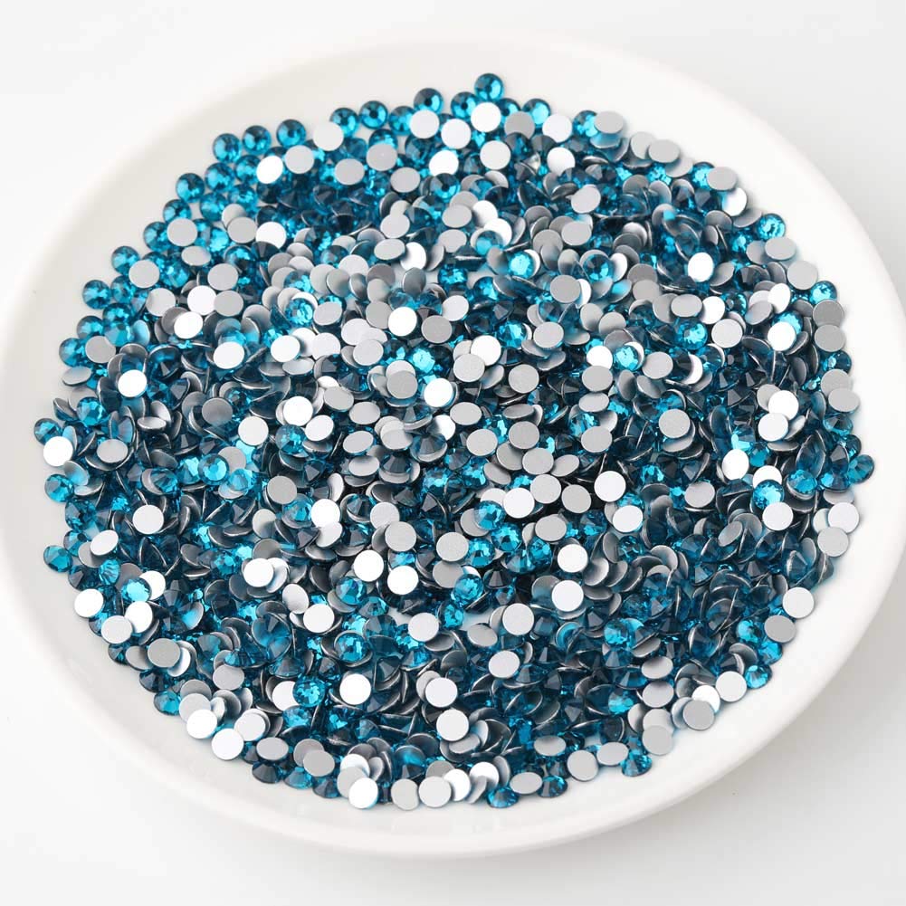 beadsland Flat Back Crystal Rhinestones Round Gems, Indicolite (6.4-6.6mm) SS30/288pcs