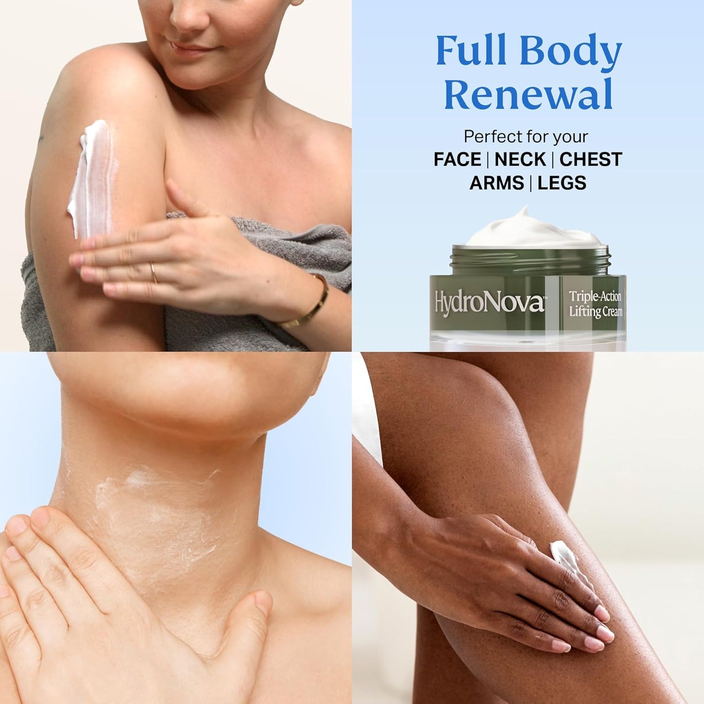 HYDRONOVA Anti-Aging Moisturizer Face Cream and Tighten and Lift Neck Cream - Facial Moisturizer for Women - Skin-Firming Wrinkle Formula with Retinol - PM Moisturizer for Face, Neck and Décolleté