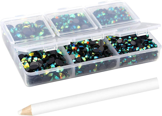 Multi Size 3mm 4mm 5mm Rhinestones Set for Nails Crafts Emerald Non Hotfix Rhinestones Nail Gems Rhinestone Jelly AB&Round Flat Back Resin Rhinestone for Makeup Clothes Shoes Eyes Bottles Crafts