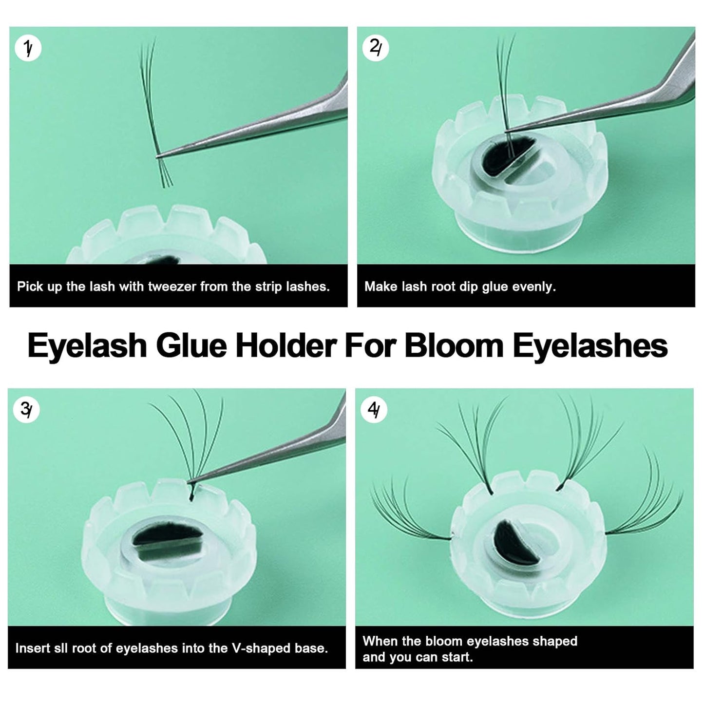 Fenshine 300 PCS Eyelashes Extension Volume Lashes Fan Quick Blossom Cups Lash Glue Holder and Lash Organizer Supplies Tools for Eyelash Extension Supply