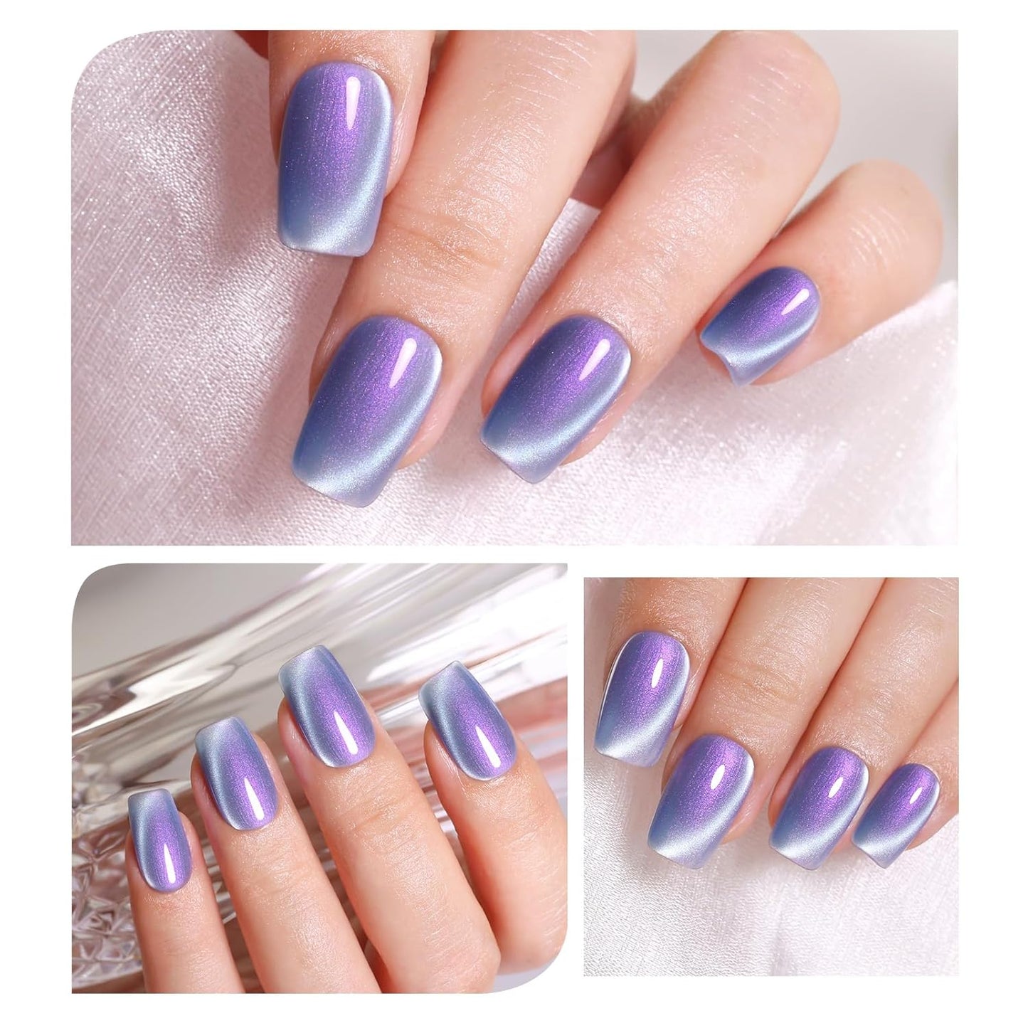 Imtiti Aurora Cat Eye Gel Polish, Pearl Blue Purple Holographic Glitter Magnetic UV Soak Off Gel Nail Polish (0.34 Fl Oz-994)