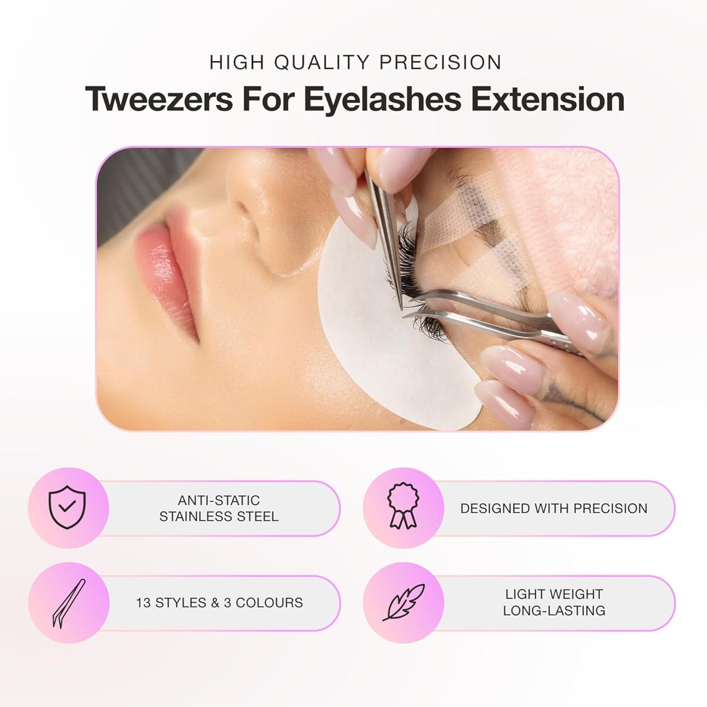 Curacoro Lash Tweezer - Professional & Precision Fiber Tip Grip Lash Tweezers for Eyelash Extensions, Multi Shapes & Purposes Tweezers for Volume, Isolation & Classic Lashes (Galaxy, Only Fans)