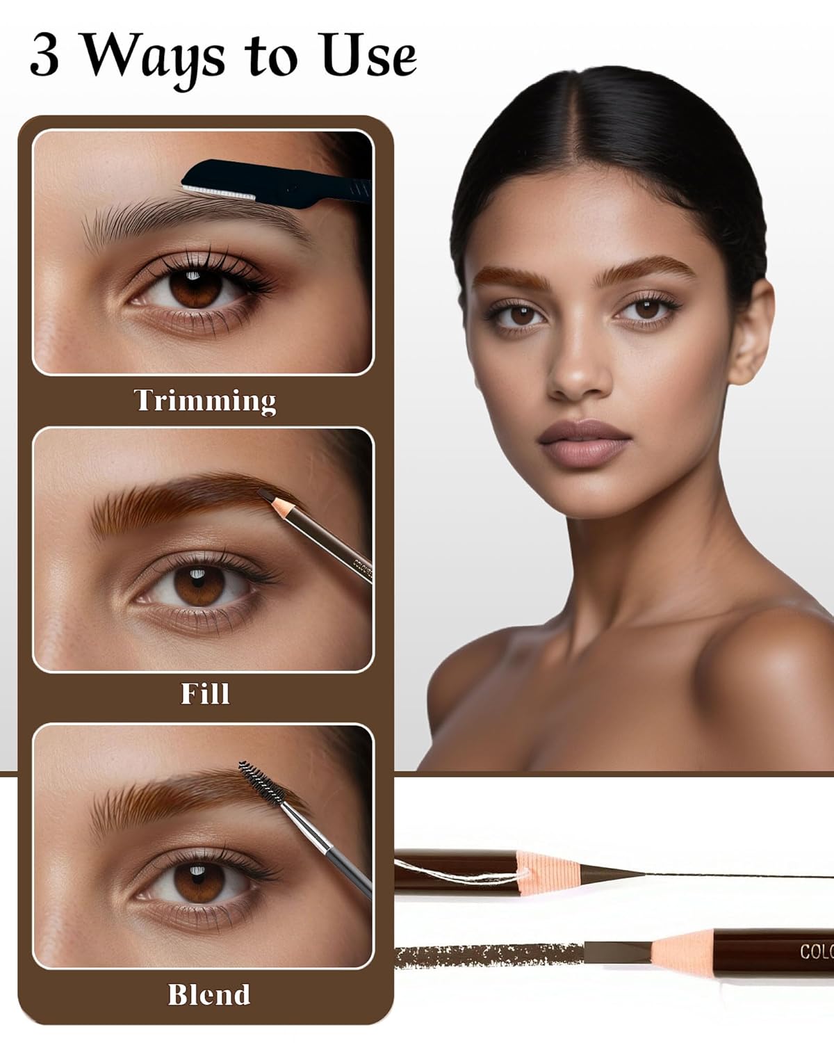 12 Piece Dark Brown Waterproof Eyebrow Pencils for Women w/Microblading Eyebrow Pencil & Brow Trimming Supplies Kit Permanent Eye Brow Liners Set For Salon-Quality Shaping & Filling Of Marks