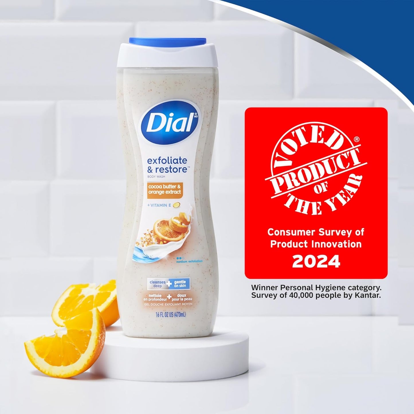 Dial Body Wash, Orange Peel & Cocoa Butter, 16 Fl Oz (Pack of 4)