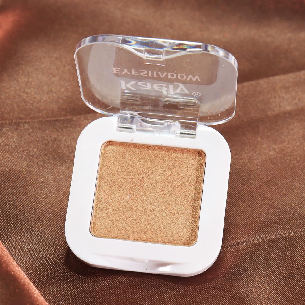 Glitter Single Eye Shadow Palette Makeup, Golden Sparkle Shimmer Monochrome Eyeshadow For Old Women, Mini Pressed Pigmented Waterproof Sombras Para Ojos,Vegan, Talc, Paraben&Cruelty Free, 06