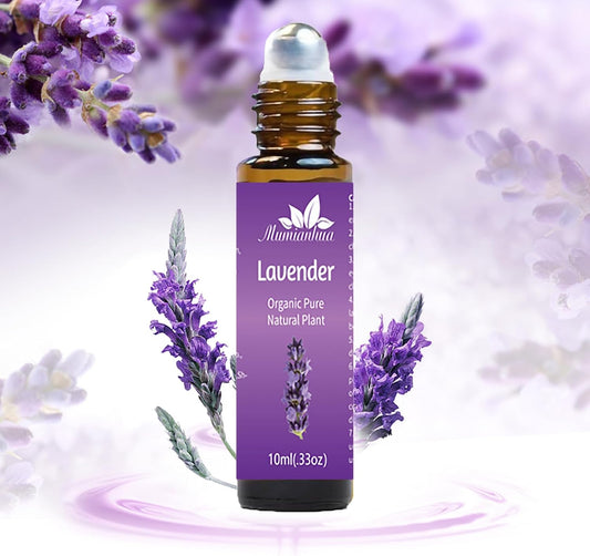 Lavender Essential Oil Roll On, Mumianhua Pre-Diluted Lavender Oil, Therapeutic Grade Aromatherapy Oil for Relaxation, Focus Pulse Points, Pillow, Skin, Massage Portable 0.33Oz Pocket Size