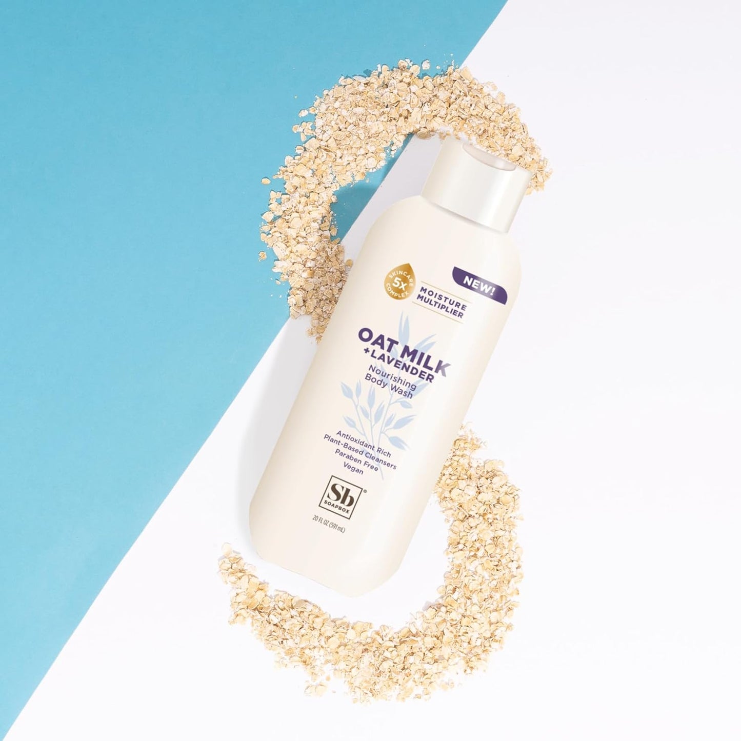 Soapbox Body Wash, Oatmilk & Lavender Liquid Body Wash, Moisturizing Soap with Shea Butter, Vegan Duo Pack of 2 Soap Bottles, 20oz Each