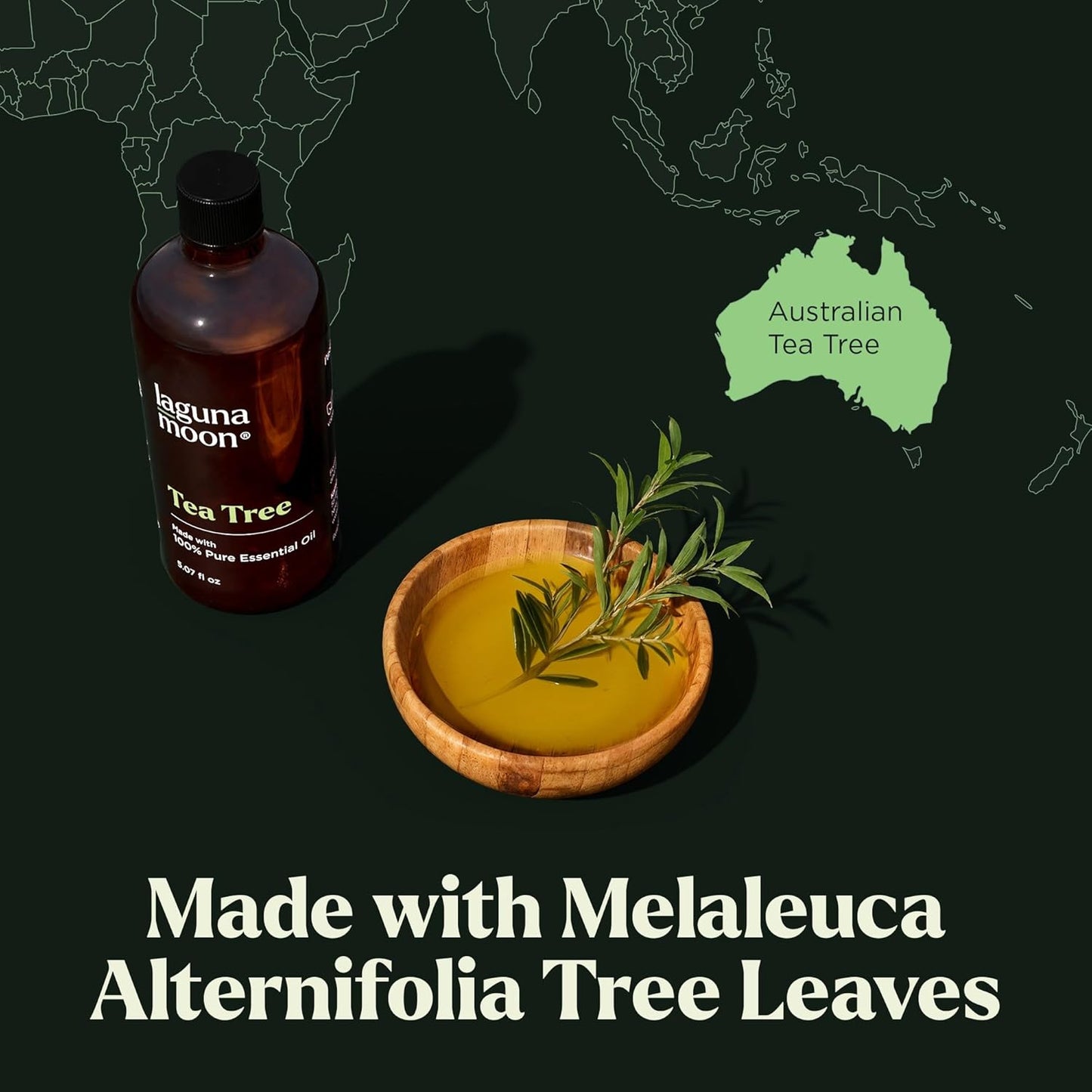 Lagunamoon Australian Tea Tree Essential Oil (150ml) - XXL Bottle with Drops for Candle Making Scents and Cleaning Products - Fragrance Oil for Aromatherapy, Relaxation, Diffusers, Yoga, Home Care