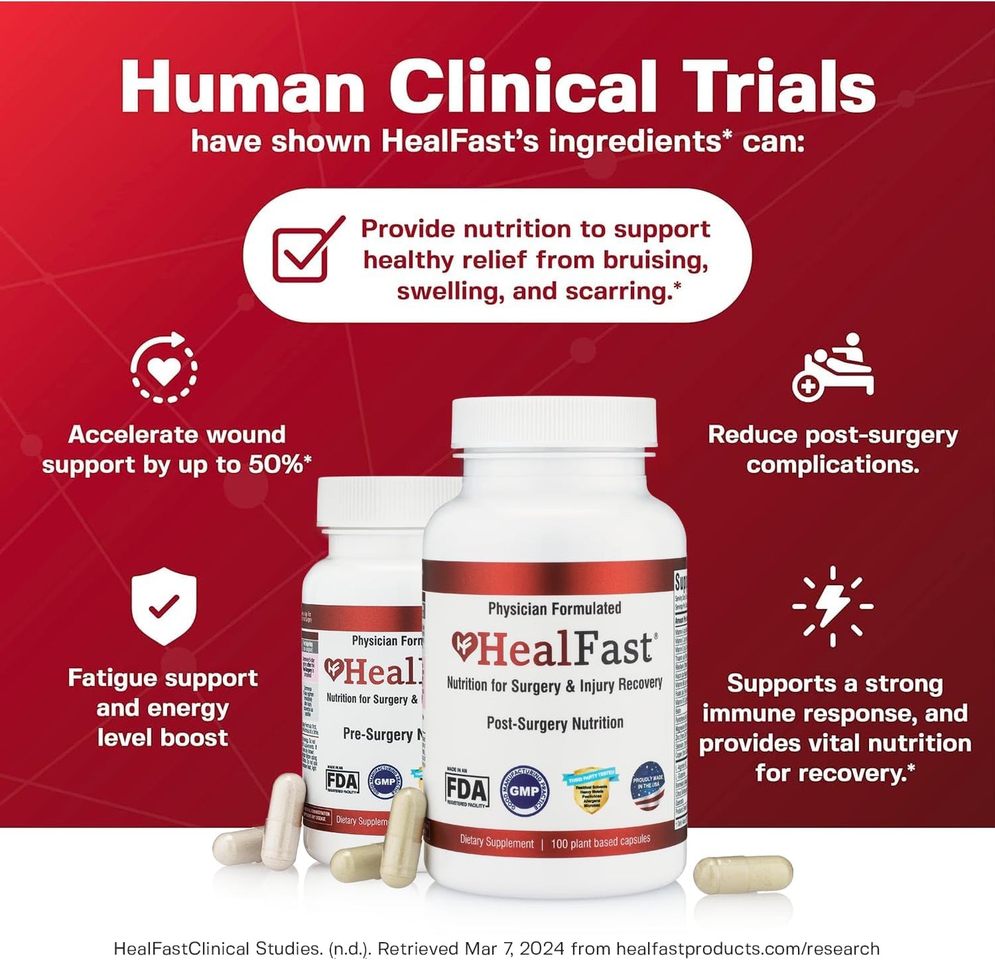 Complete Surgery & Injury Recovery Supplement: for Wound, Scar Treatment & Bruising w/Vitamins, Bromelain, Quercetin & Probiotics (Pre+Post Op)