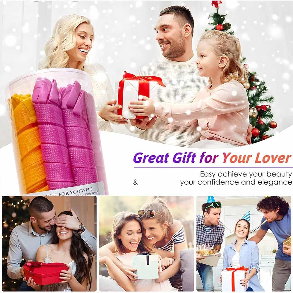 Heatless Hair Curling Set Magic No Heat Spiral Hair Curls Portable DIY Rollers Styling Kit Durable Beauty Makeup(20pcs*21.7in)