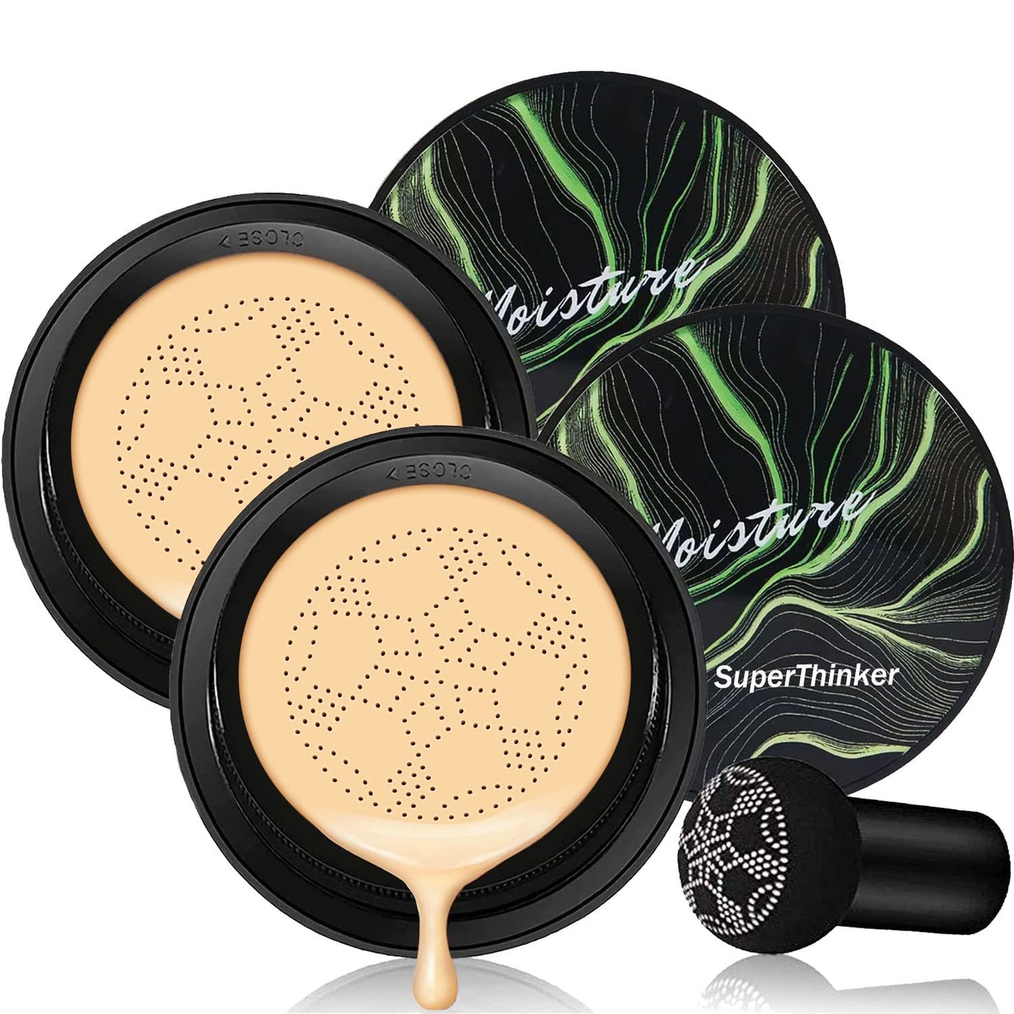 Mushroom Head Air Cushion CC Cream, BB Cream Face Makeup Foundation for Mature Skin Moisturizing Concealer Brighten Long-Lasting, Even Skin Tone for All Skin Types