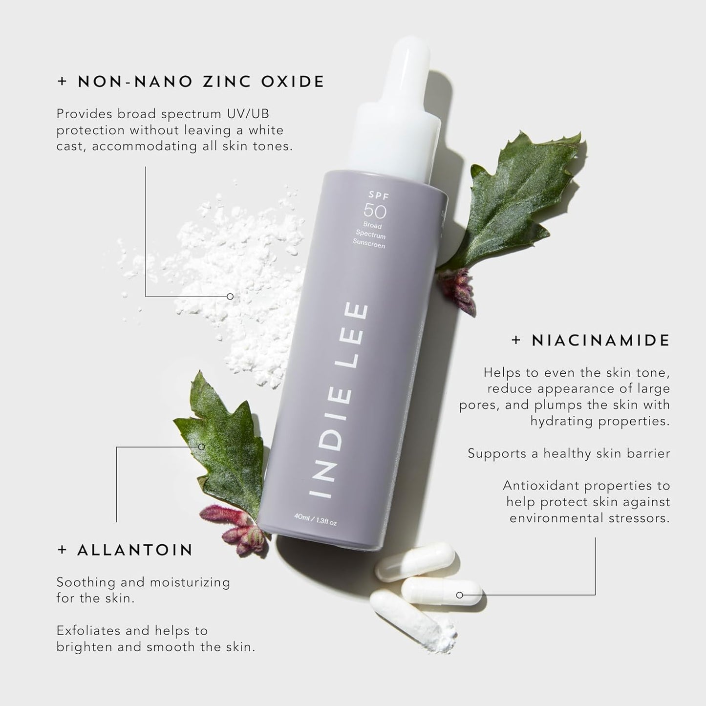 Indie Lee Hints SPF 50 Primer - Tinted Face Primer with Niacinamide, Non-Nano Zinc Oxide & Allantoin - Soothes Redness, Evens Tone, Primes Skin for Makeup - Paraben-Free Skin Care Products (40ml)