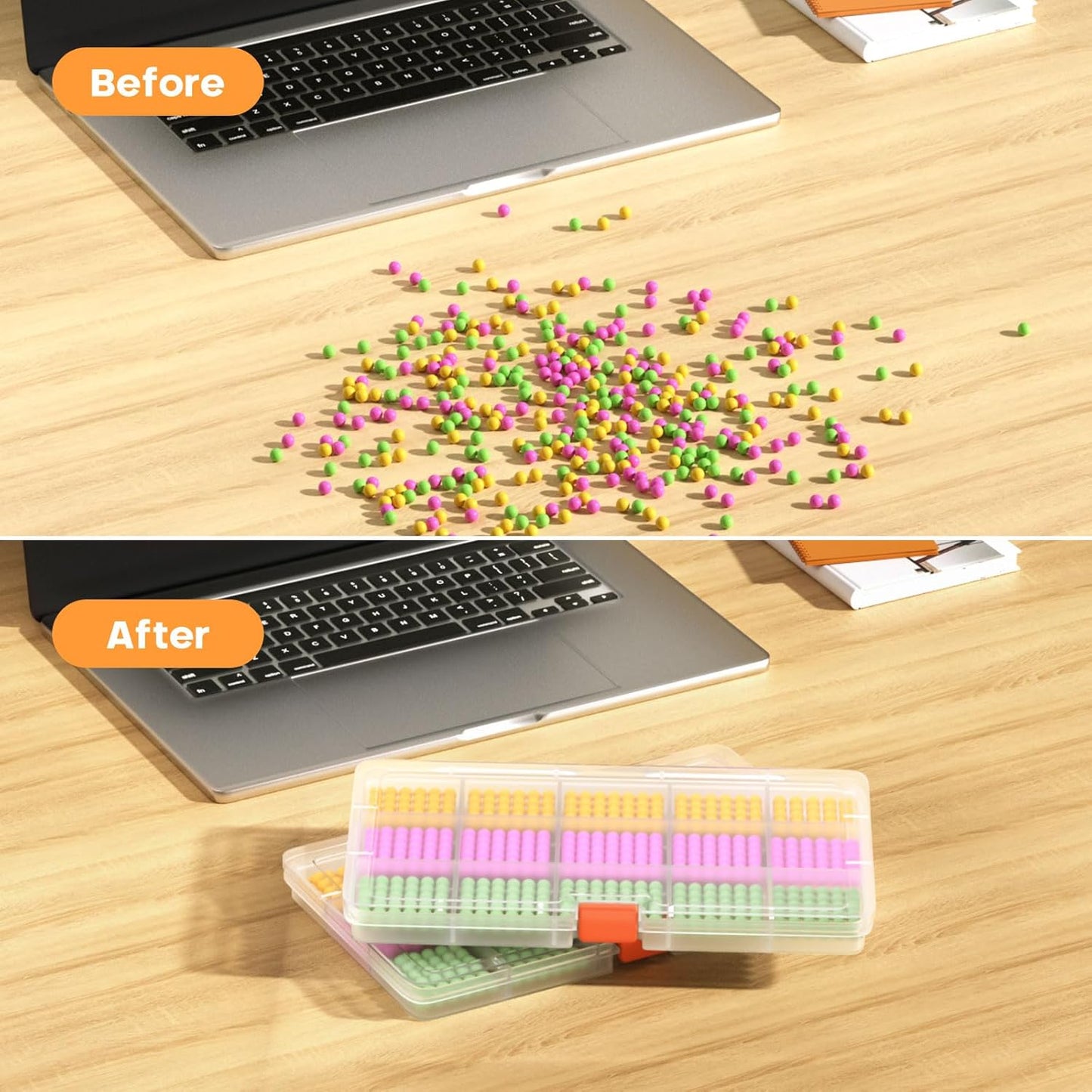 2PACK Extra Thick Bead Organizers, Mini Clear Plastic Storage Box Craft Containers for Nail jewelry rhinestones DIY Supply Case