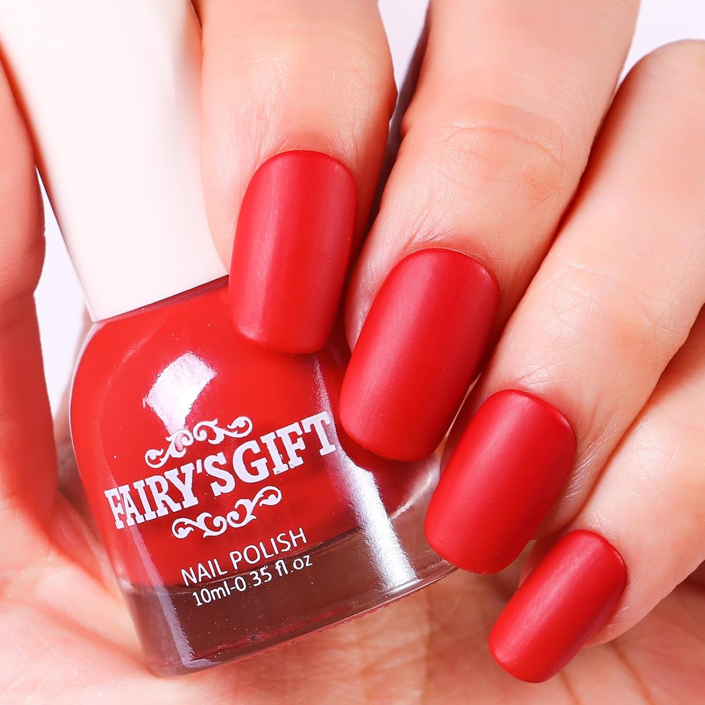 Matte Nail Polish Quick Dry Nail Lacquer for Nail Art Varnish, Mist Effect Matte Finish Velvet Nail Polish, 0.35 fl oz (Pure Red-17, 10 ML)