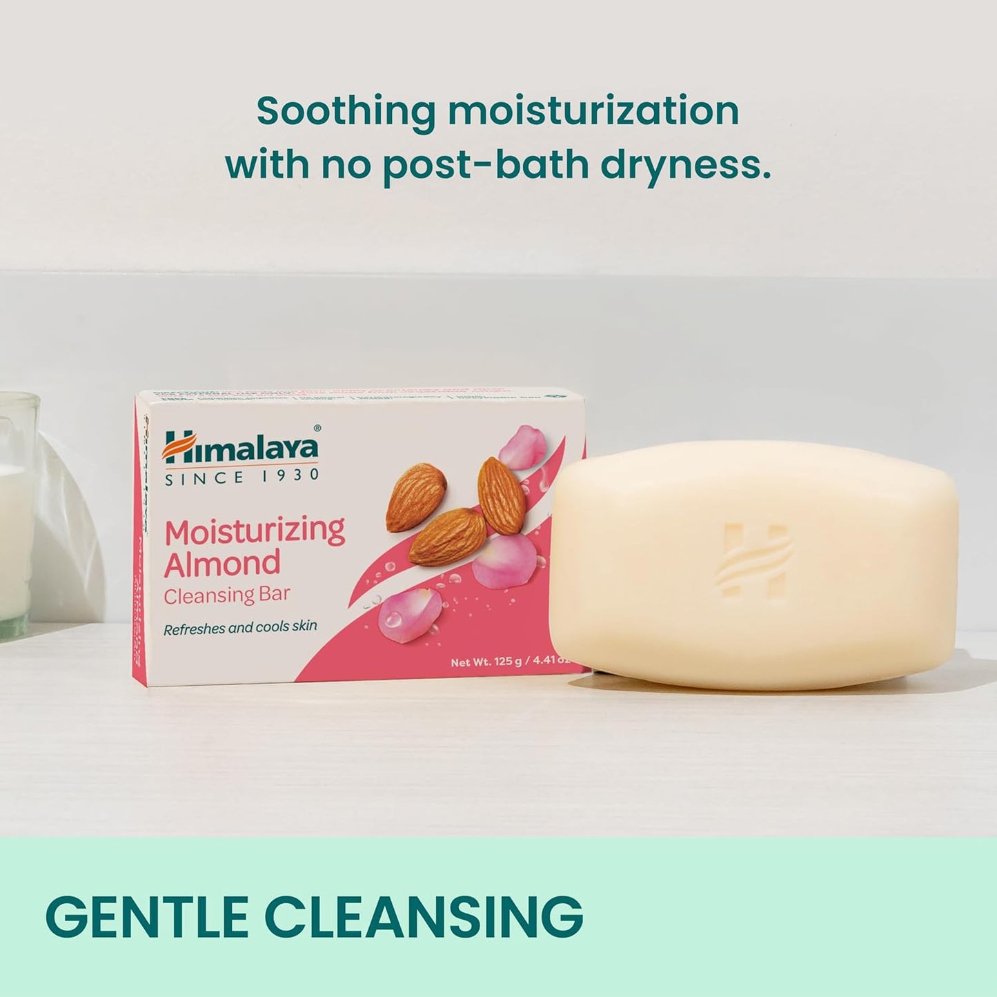 Himalaya Moisturizing Almond Cleansing bar, Body Soap for Soft and Healthy-Looking Skin 4.41 oz/125 g, 6 Pack